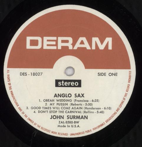 John surman - anglo sax US org. PROMO LP John Surman Anglo-Sax